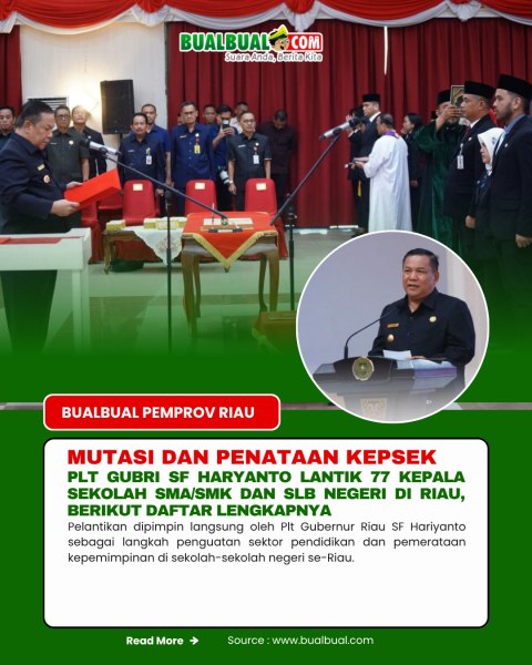 Slb Plt Plt Gubri SF Haryanto Lantik 77 Kepala Sekolah SMA/SMK dan SLB Negeri ...
